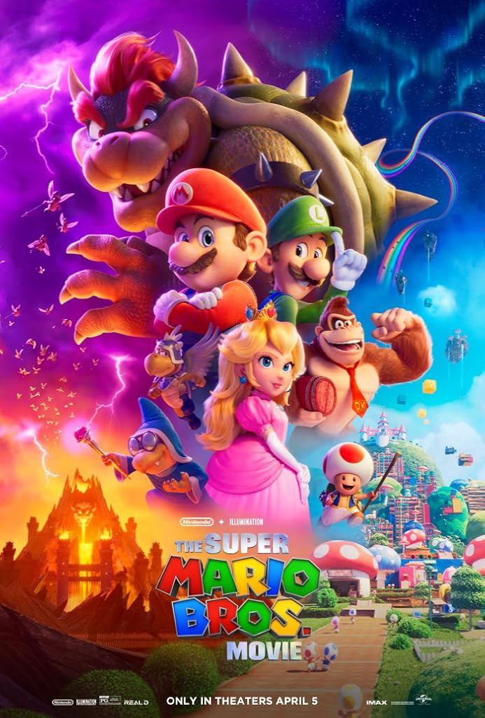 Poster du film Super Mario Bros avec les différents personnages du film.